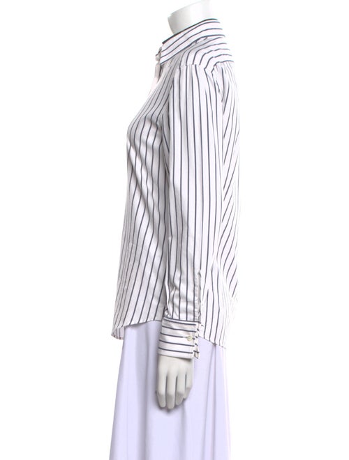 Brunello Cucinelli Striped Long Sleeve Button-Up Top