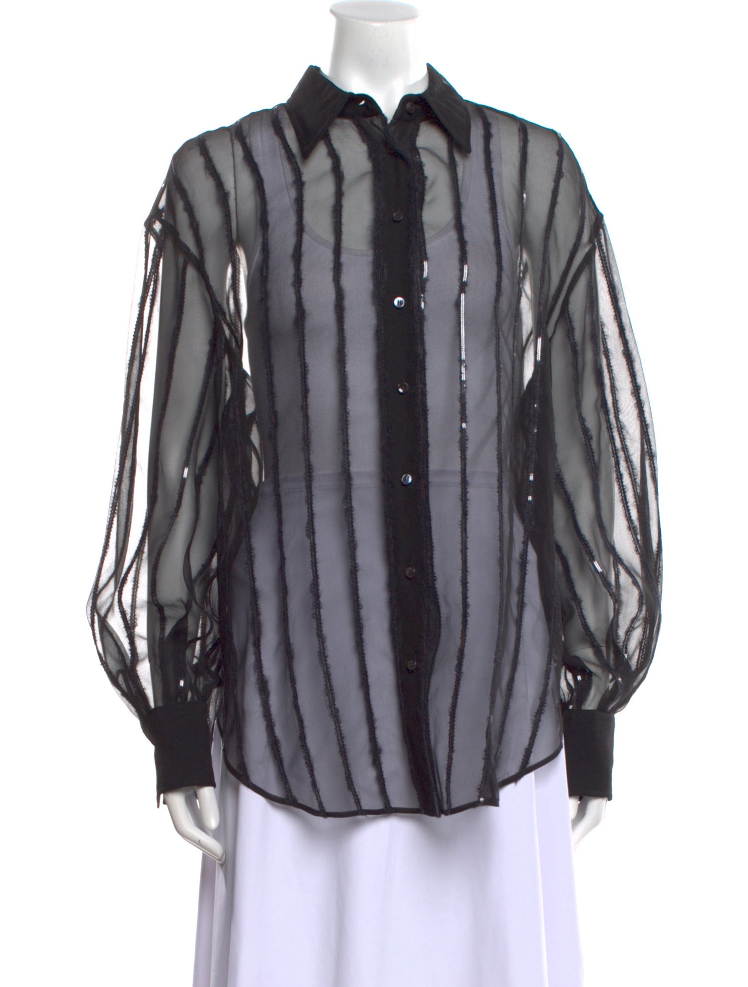 Brunello Cucinelli Silk Striped Button-Up Top