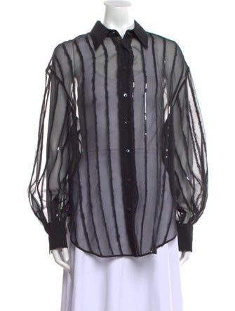 Brunello Cucinelli Silk Striped Button-Up Top