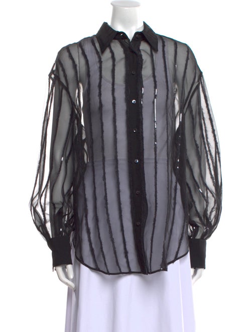 Brunello Cucinelli Silk Striped Button-Up Top