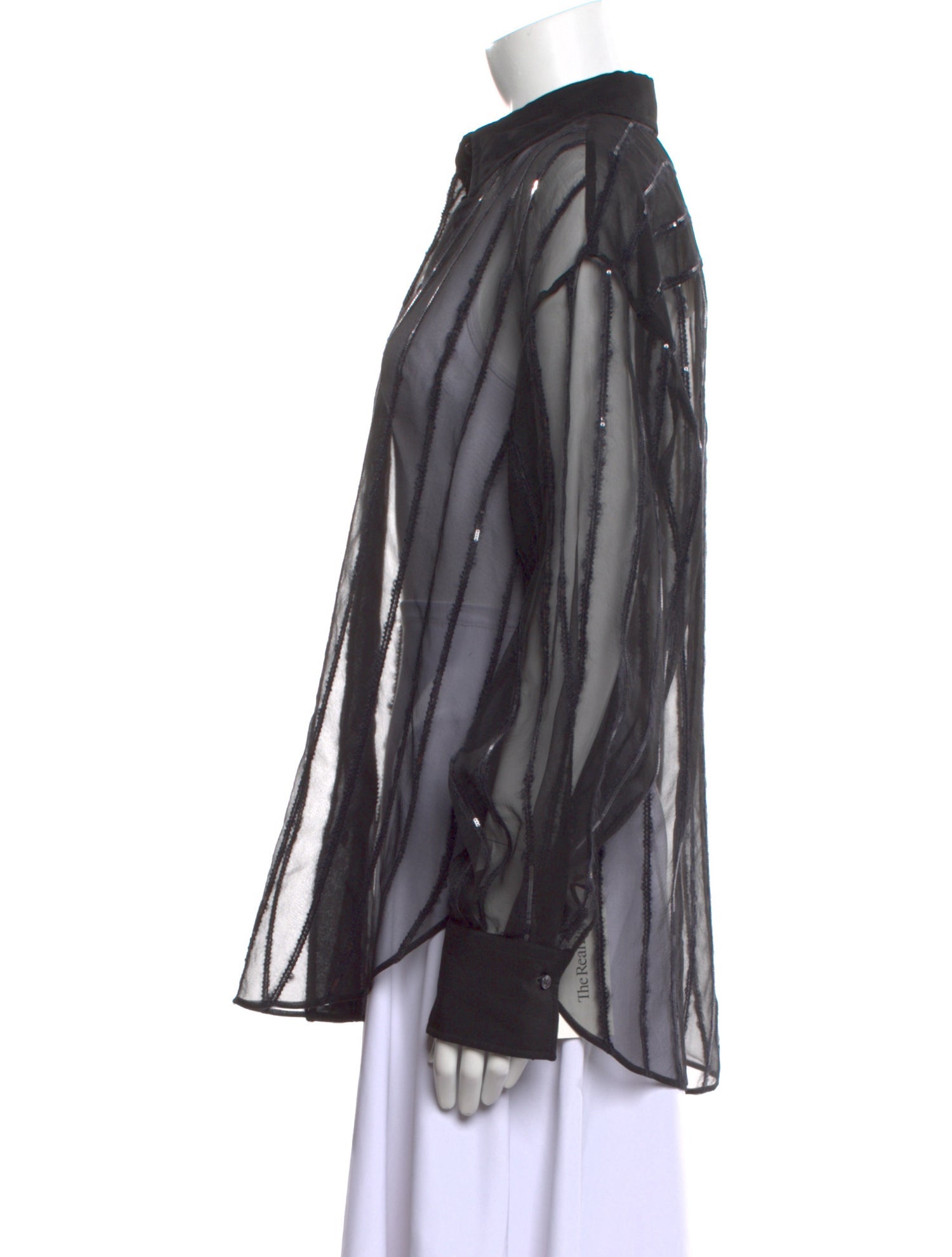 Brunello Cucinelli Silk Striped Button-Up Top