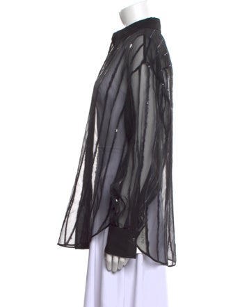 Brunello Cucinelli Silk Striped Button-Up Top