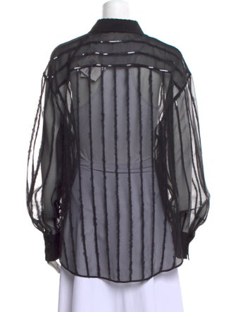 Brunello Cucinelli Silk Striped Button-Up Top