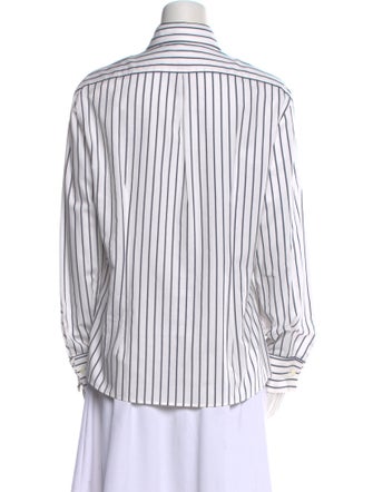 Brunello Cucinelli Striped Long Sleeve Button-Up Top