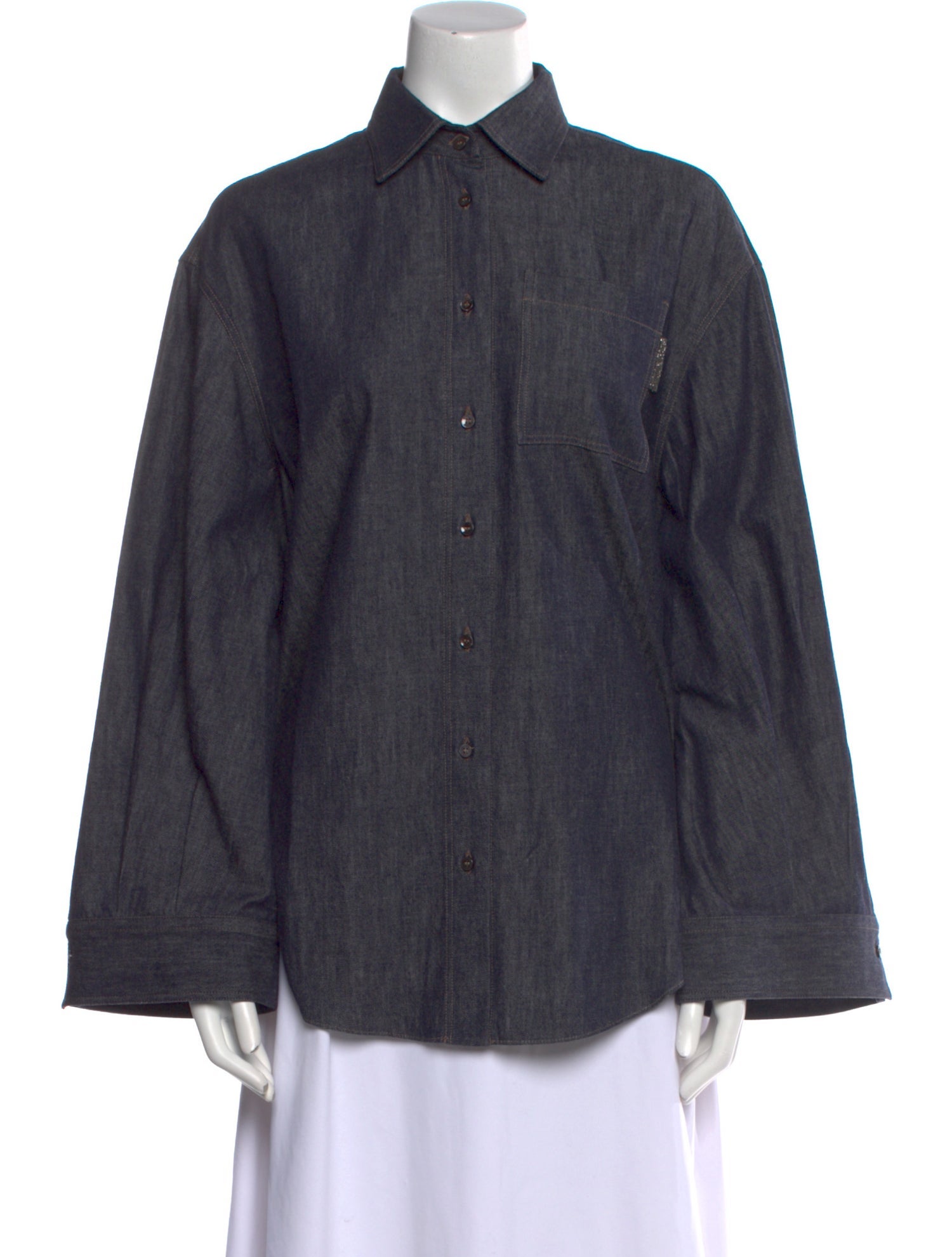 Brunello Cucinelli Long Sleeve Button-Up Top