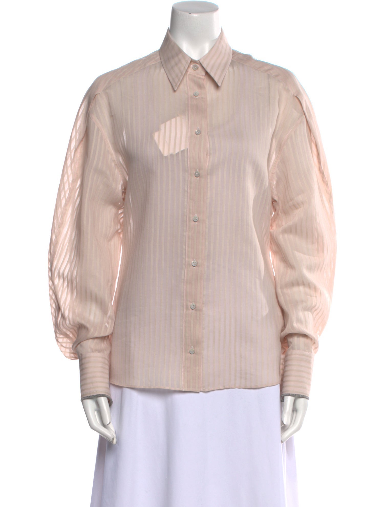 Brunello Cucinelli Long Sleeve Button-Up Top