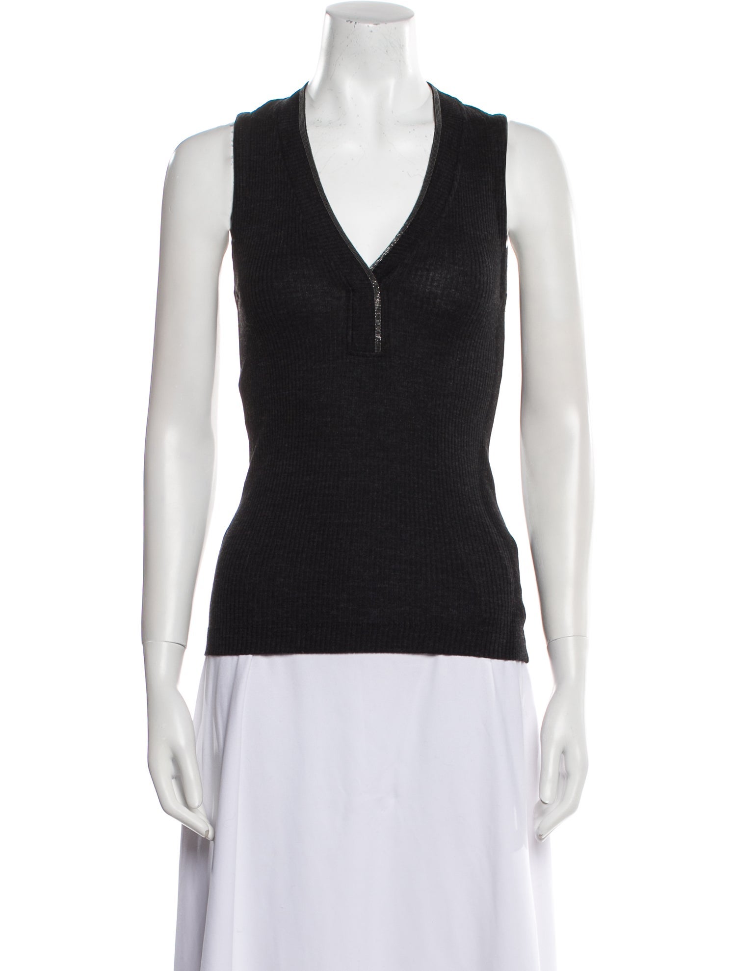 Brunello Cucinelli Wool V-Neck Top