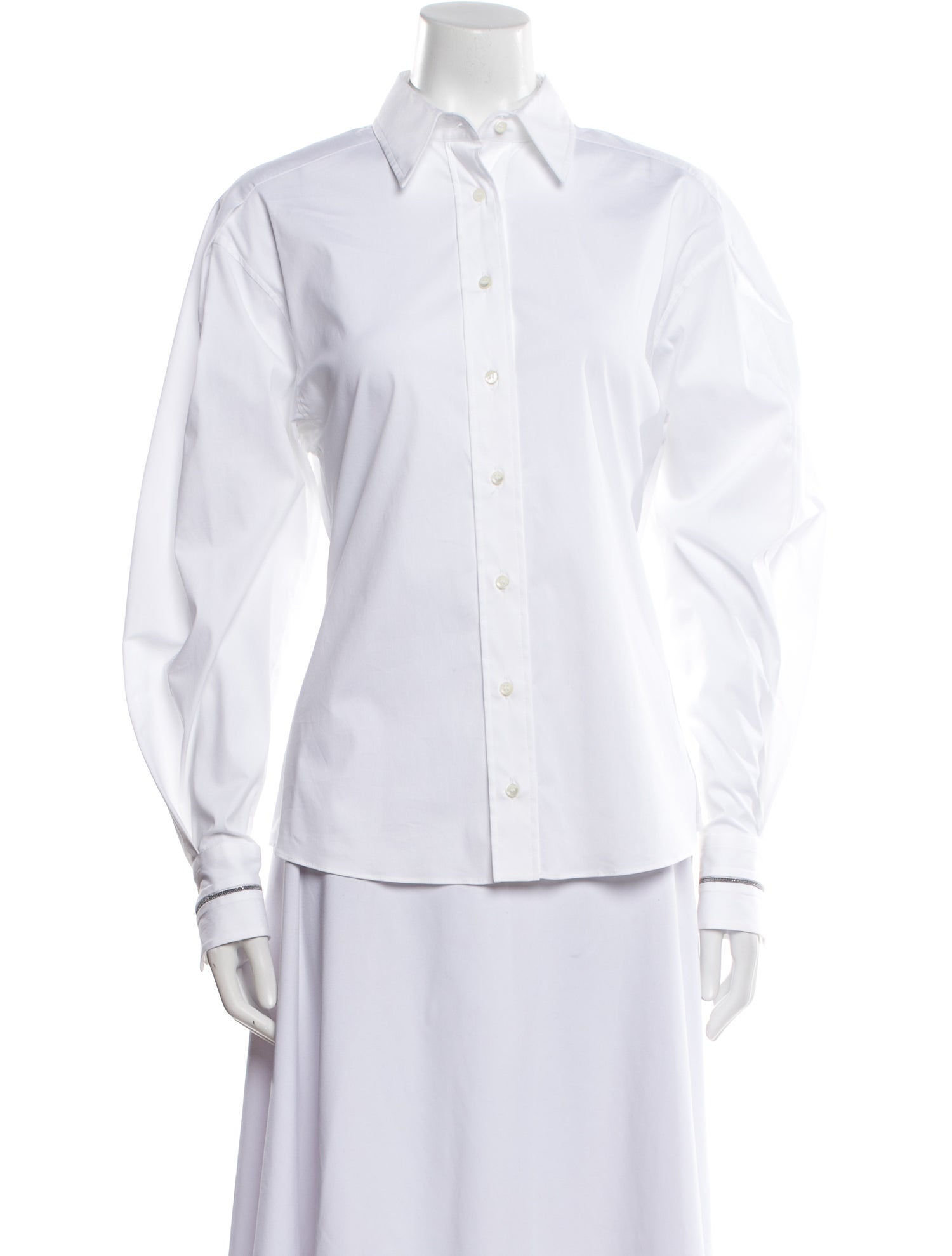 Brunello Cucinelli Long Sleeve Button-Up Top