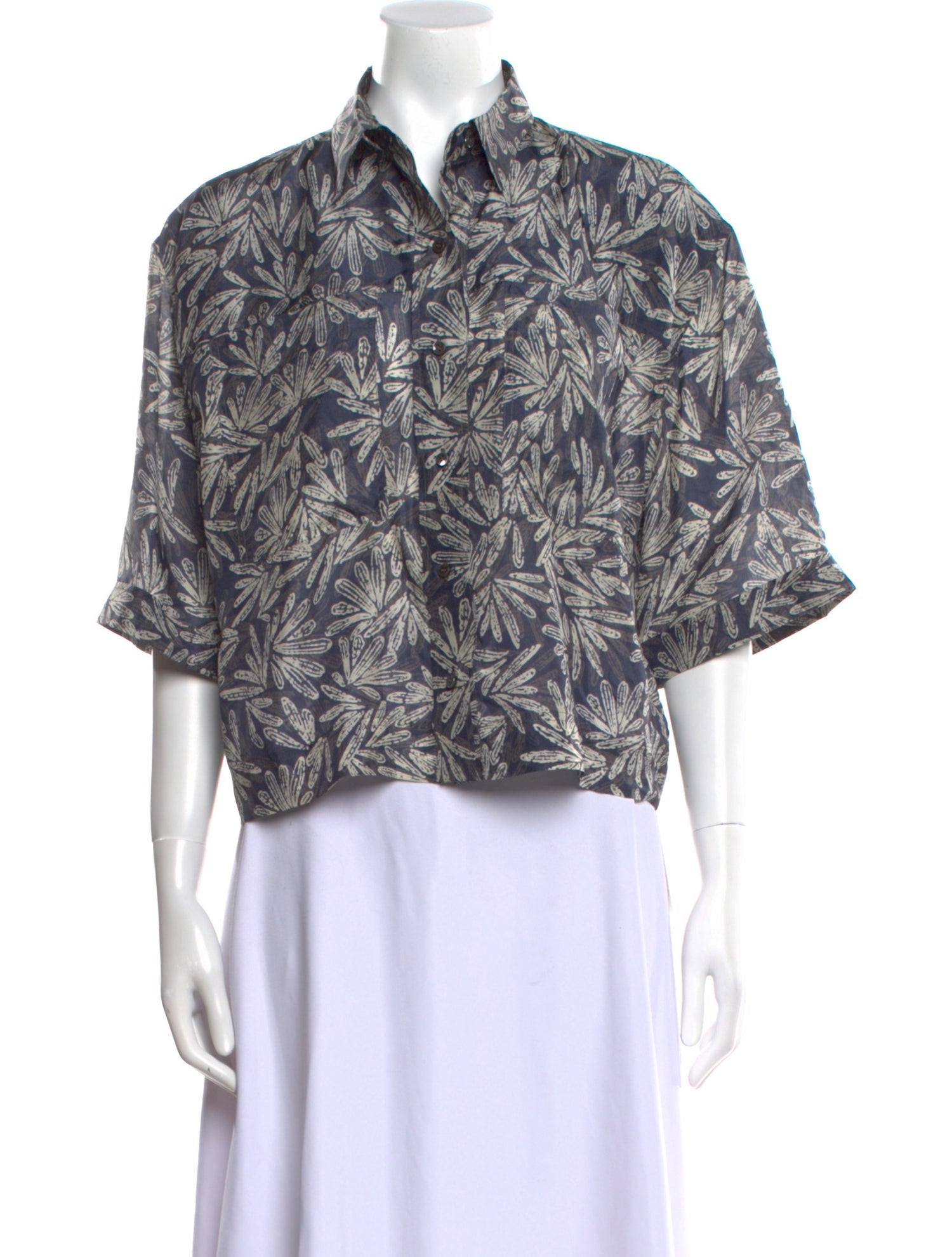 Brunello Cucinelli Silk Printed Crop Top