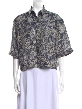Brunello Cucinelli Silk Printed Crop Top
