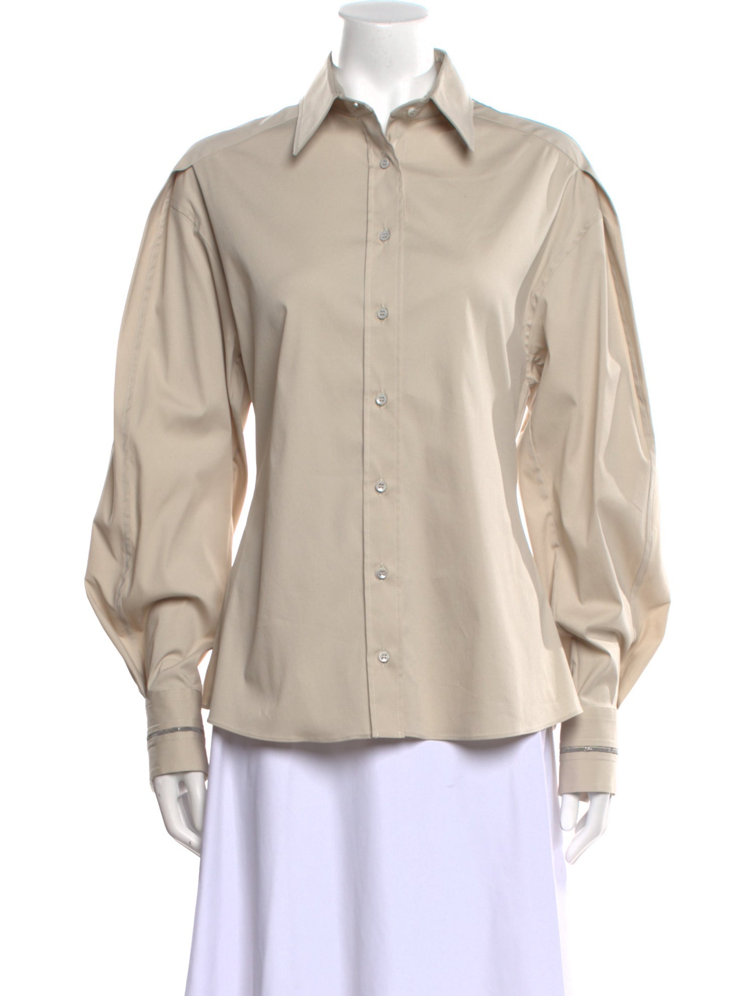Brunello Cucinelli Long Sleeve Button-Up Top