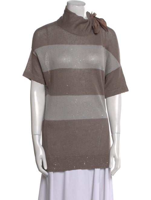 Brunello Cucinelli Linen Colorblock Pattern Sweatshirt