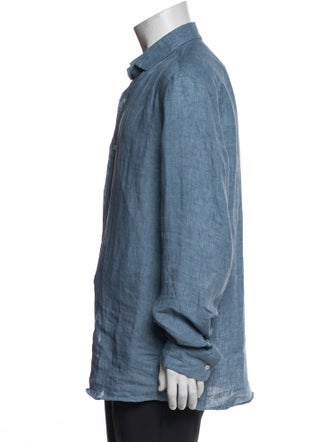 Brunello Cucinelli Linen Long Sleeve Button-Up Top