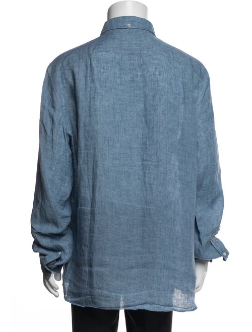 Brunello Cucinelli Linen Long Sleeve Button-Up Top