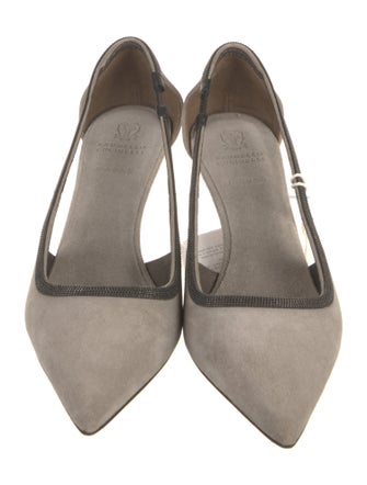 Brunello Cucinelli Suede Printed Slingback Pumps