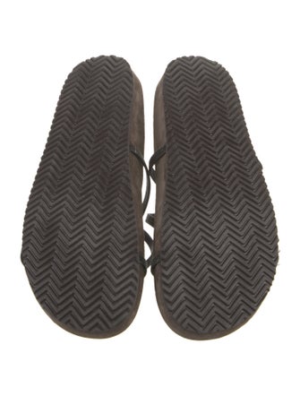 Brunello Cucinelli Suede Studded Accents T-Strap Sandals