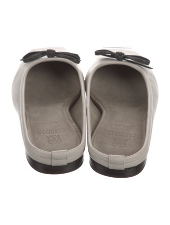 Brunello Cucinelli Leather Bow Accents Mules