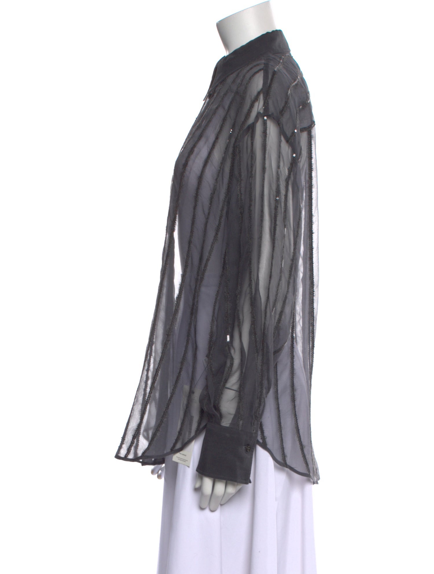 Brunello Cucinelli Silk Striped Button-Up Top