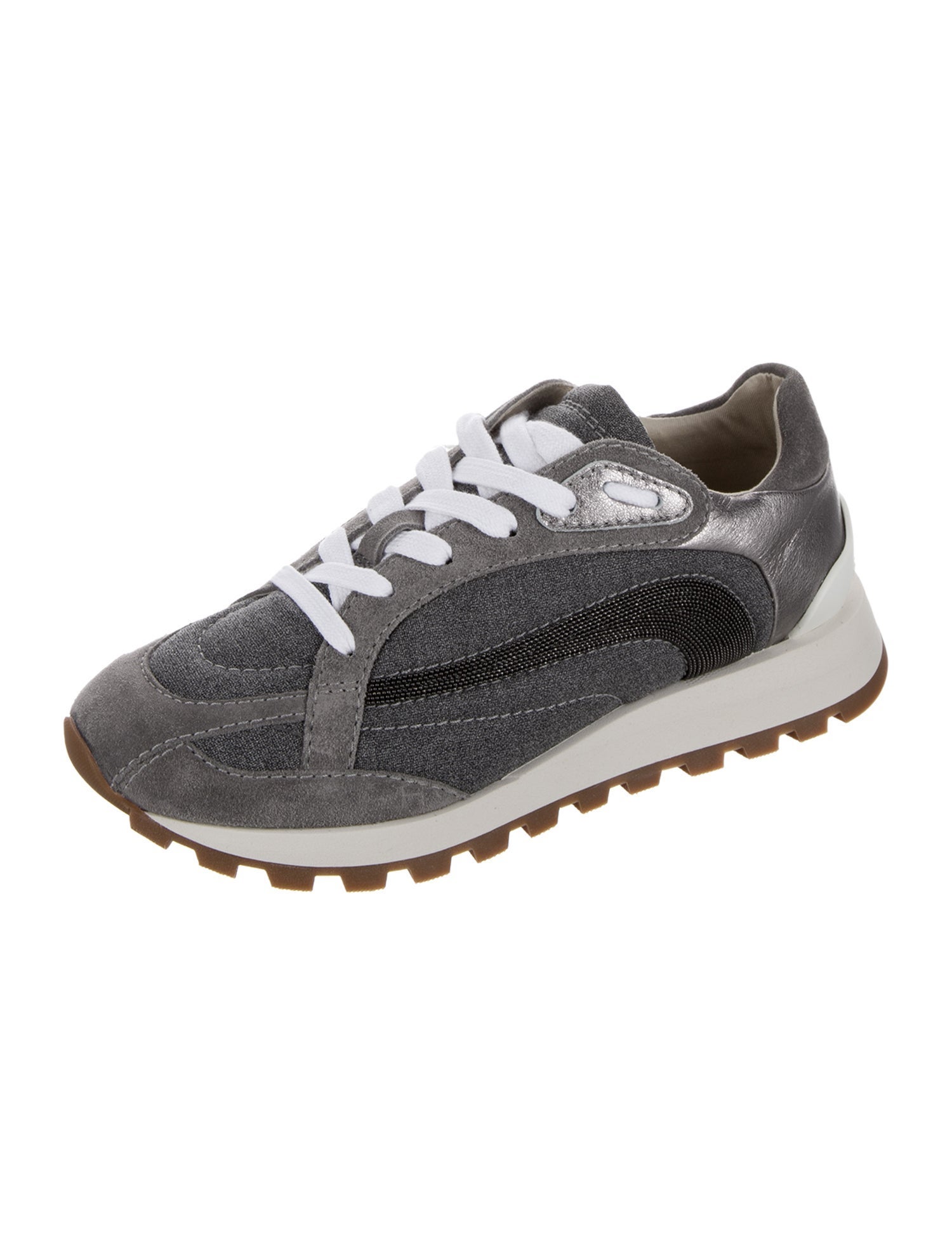 Brunello Cucinelli Denim Studded Accents Sneakers