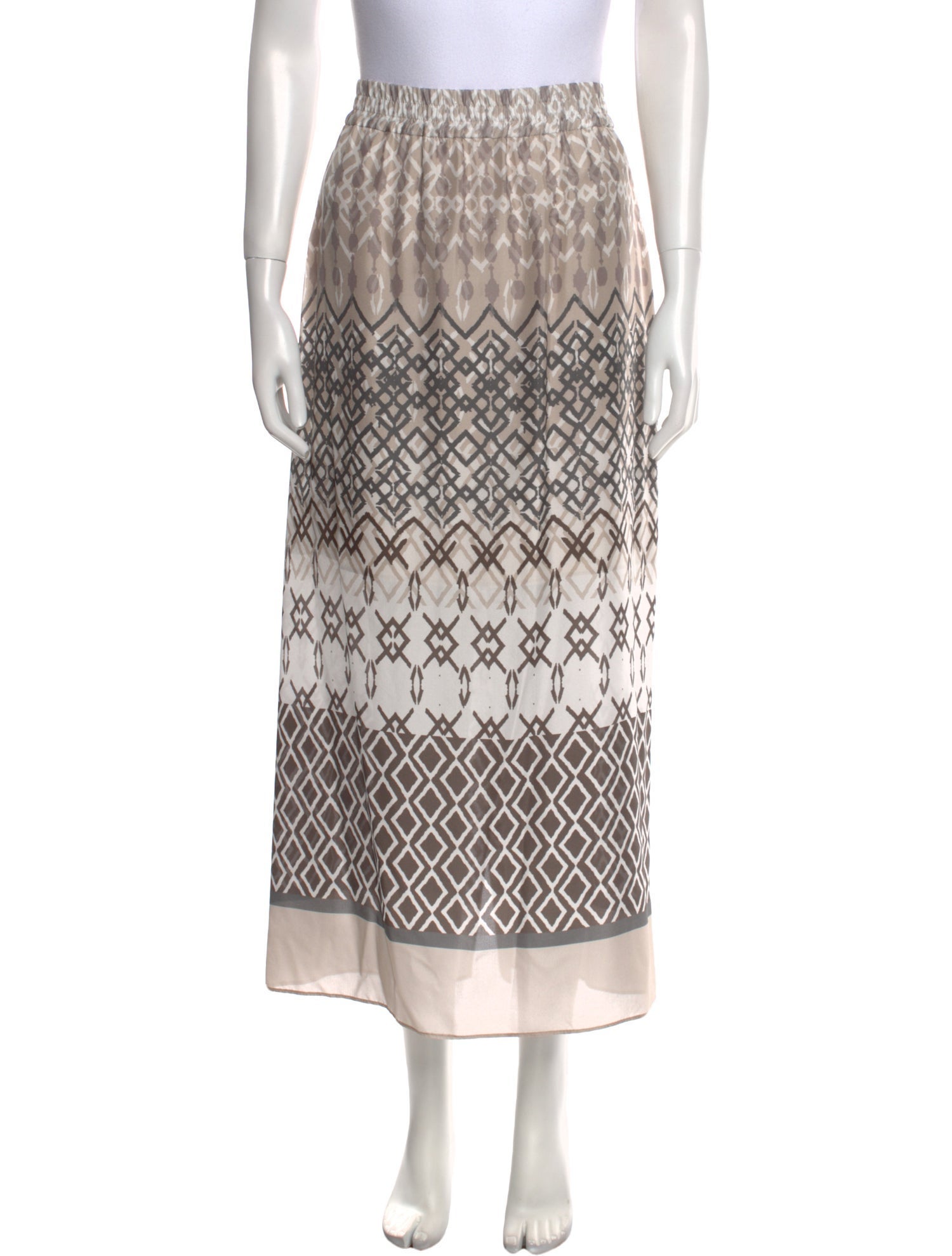 Brunello Cucinelli Silk Midi Length Skirt