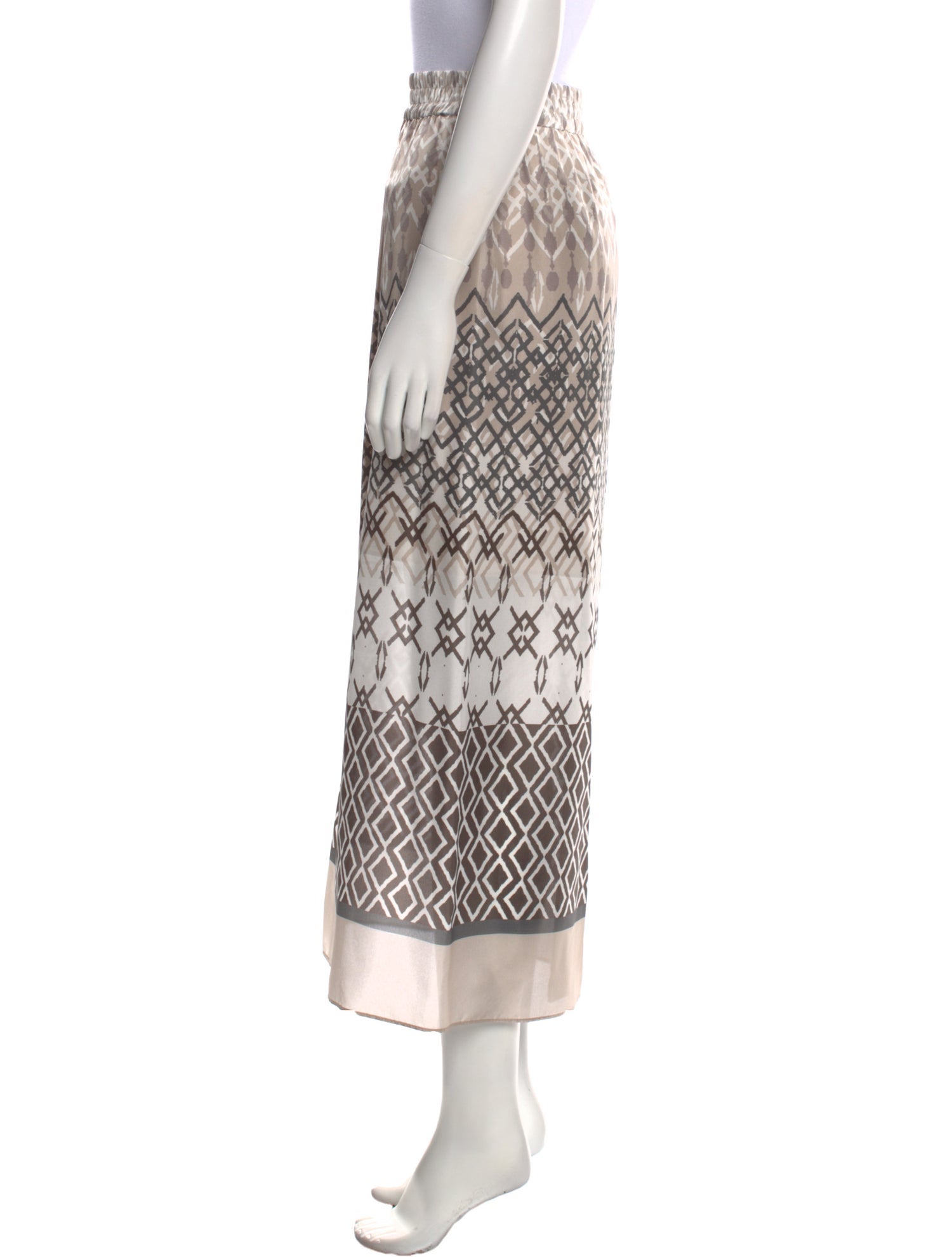 Brunello Cucinelli Silk Midi Length Skirt