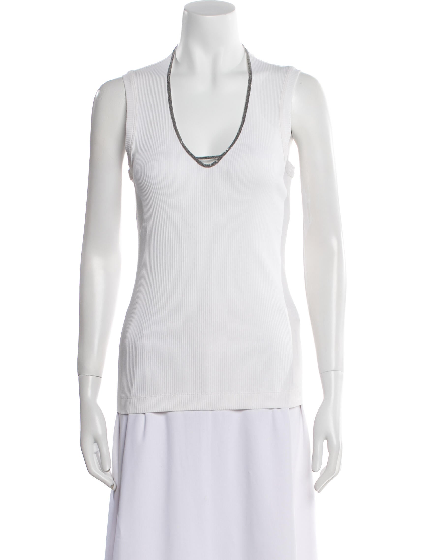 Brunello Cucinelli Scoop Neck Sleeveless Top