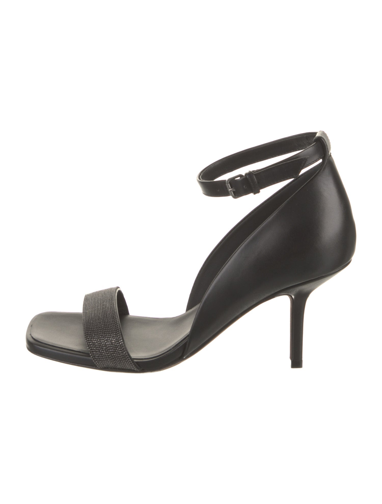 Brunello Cucinelli Leather Studded Accents Slingback Sandals