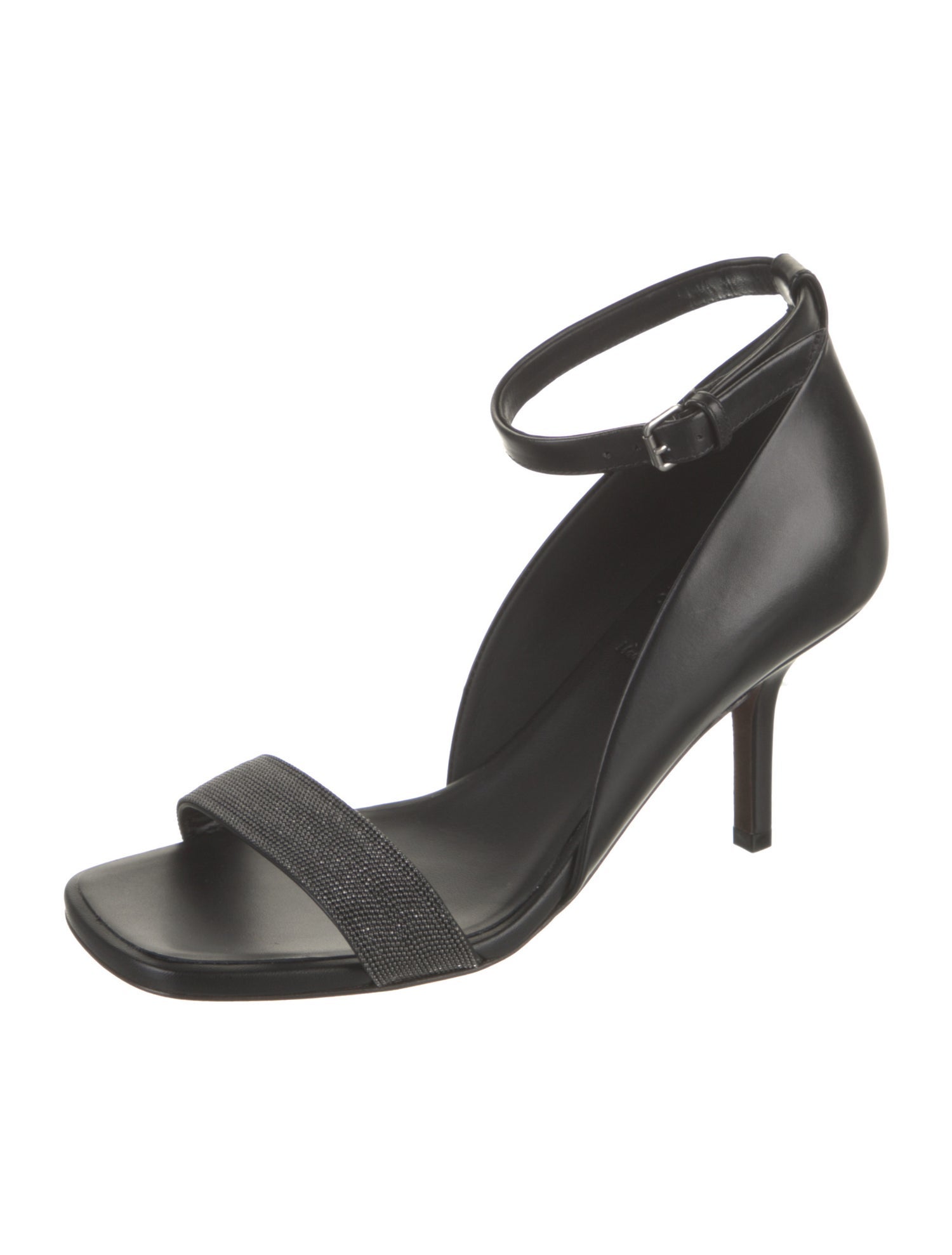 Brunello Cucinelli Leather Studded Accents Slingback Sandals