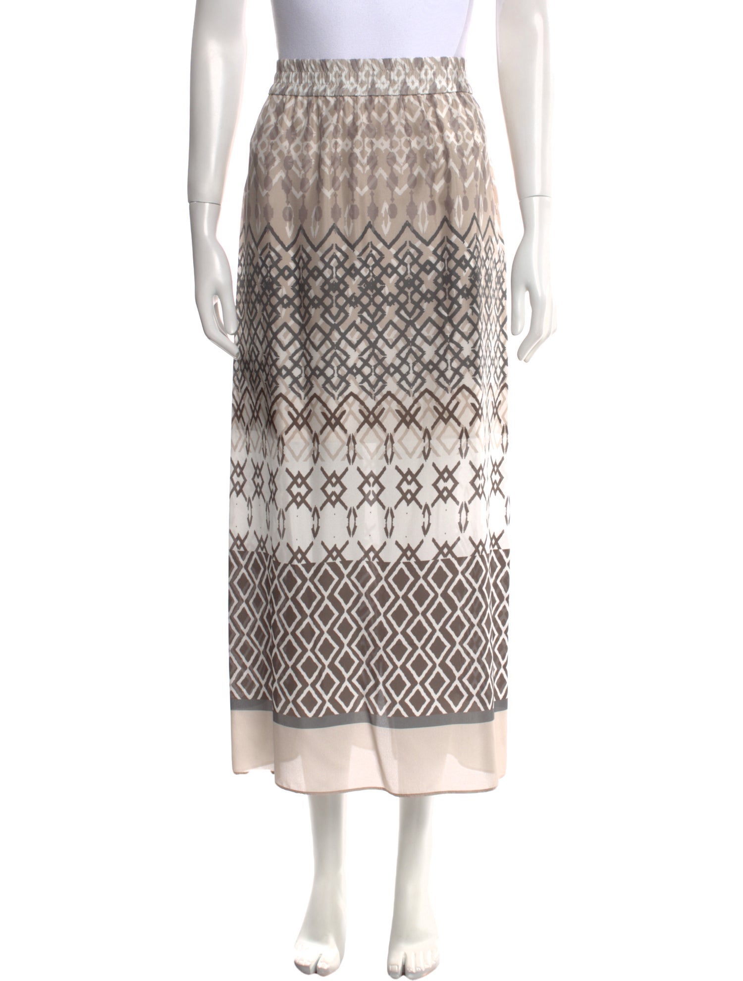 Brunello Cucinelli Silk Midi Length Skirt