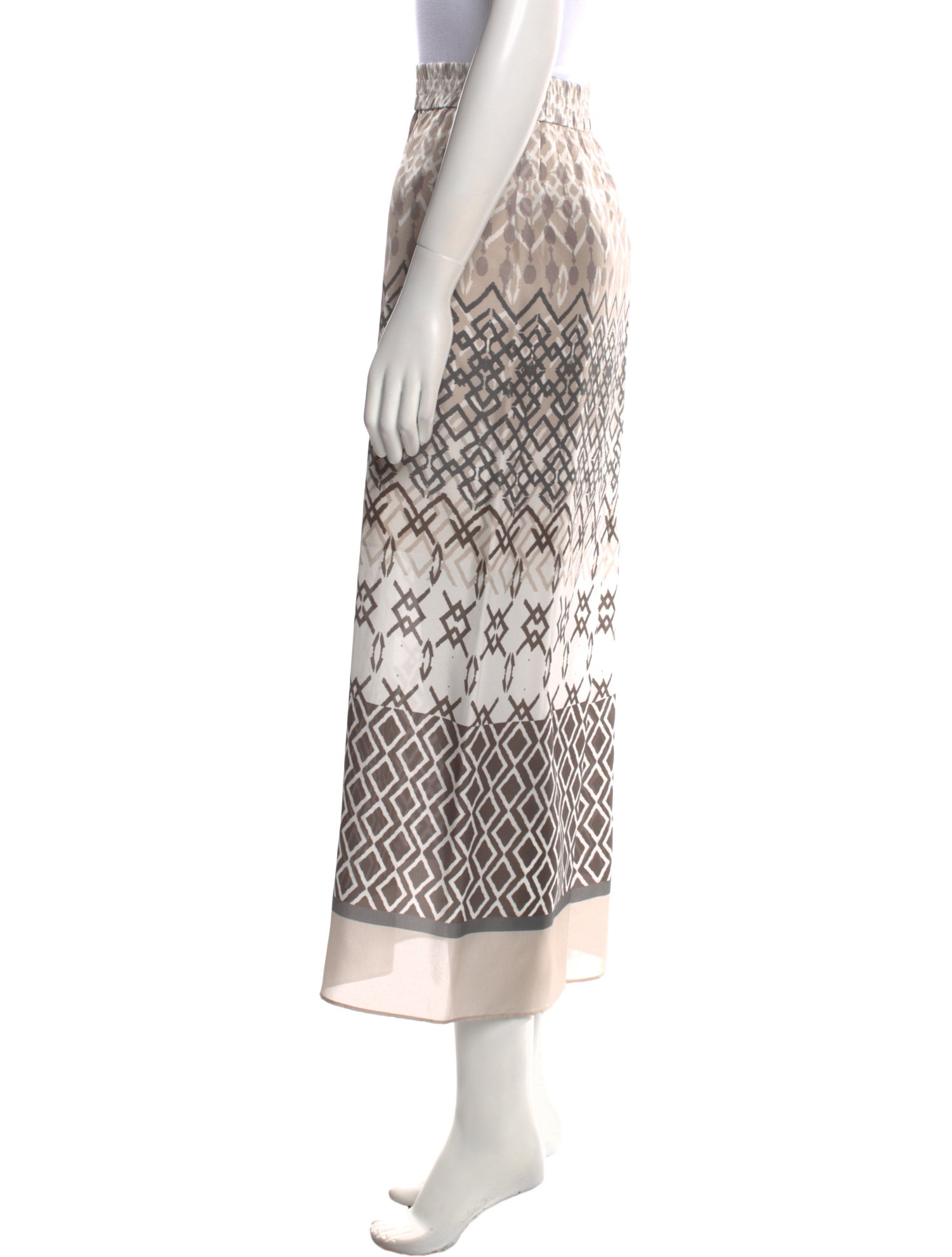 Brunello Cucinelli Silk Midi Length Skirt