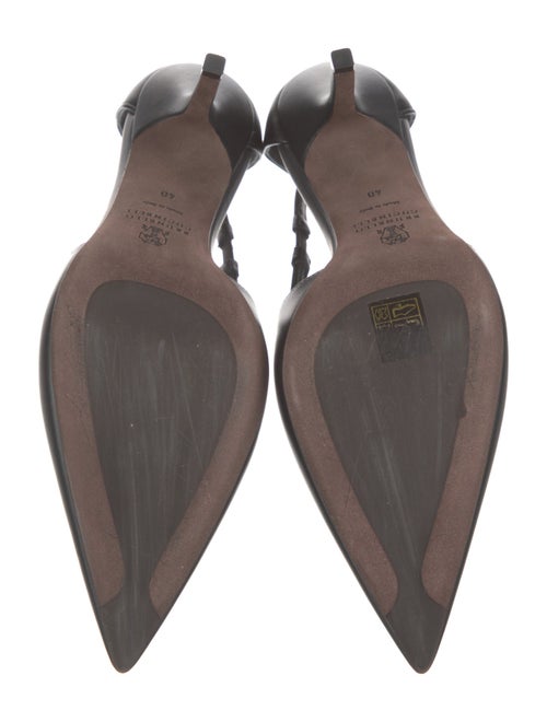 Brunello Cucinelli Leather Beaded Accents Slingback Pumps