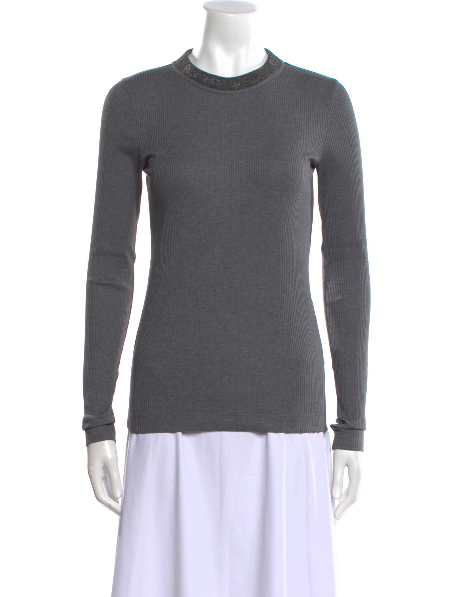 Brunello Cucinelli Mock Neck Long Sleeve Top