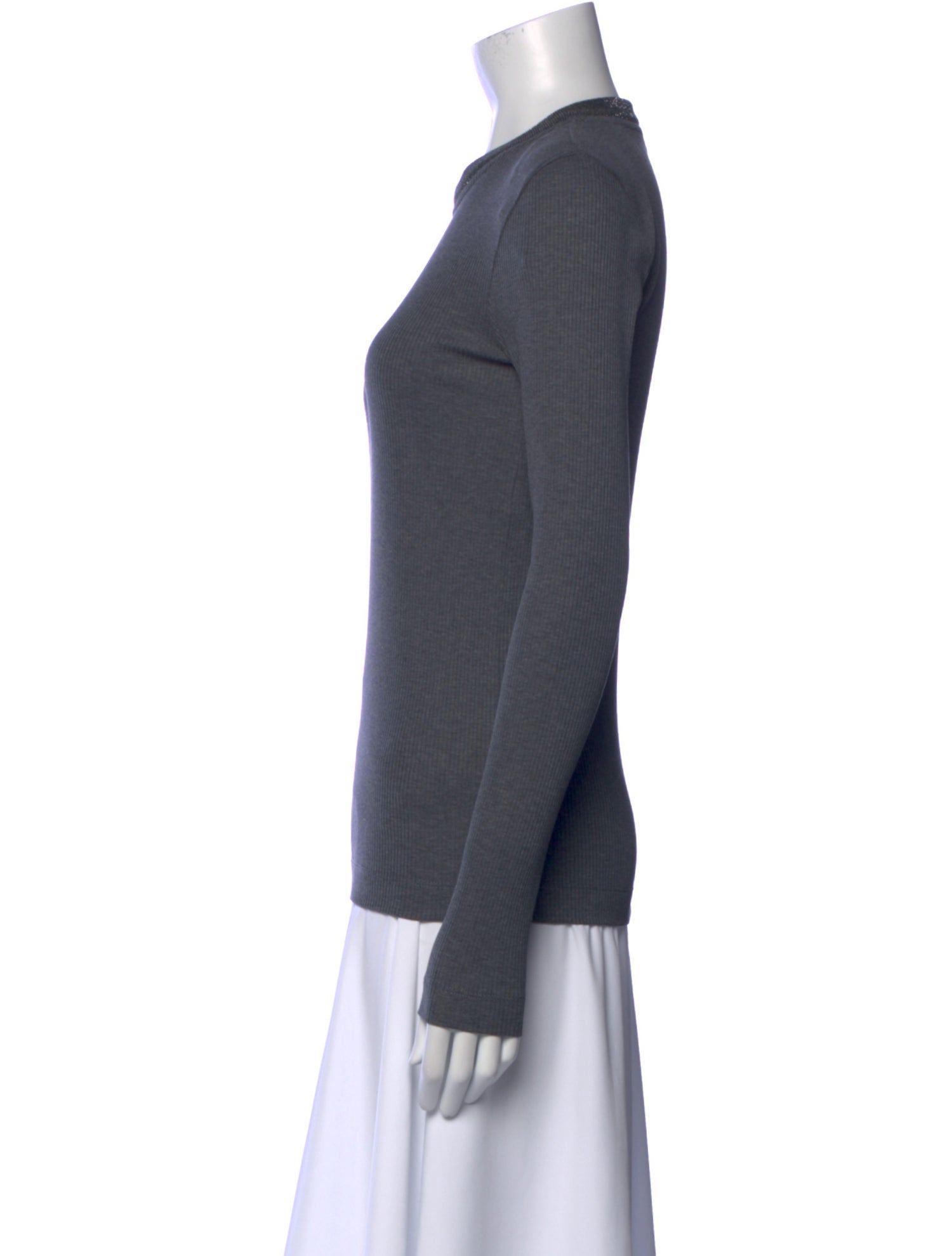 Brunello Cucinelli Mock Neck Long Sleeve Top