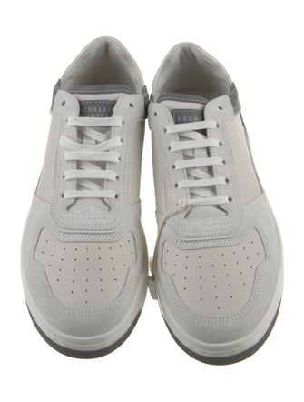 Brunello Cucinelli Leather Colorblock Pattern Sneakers