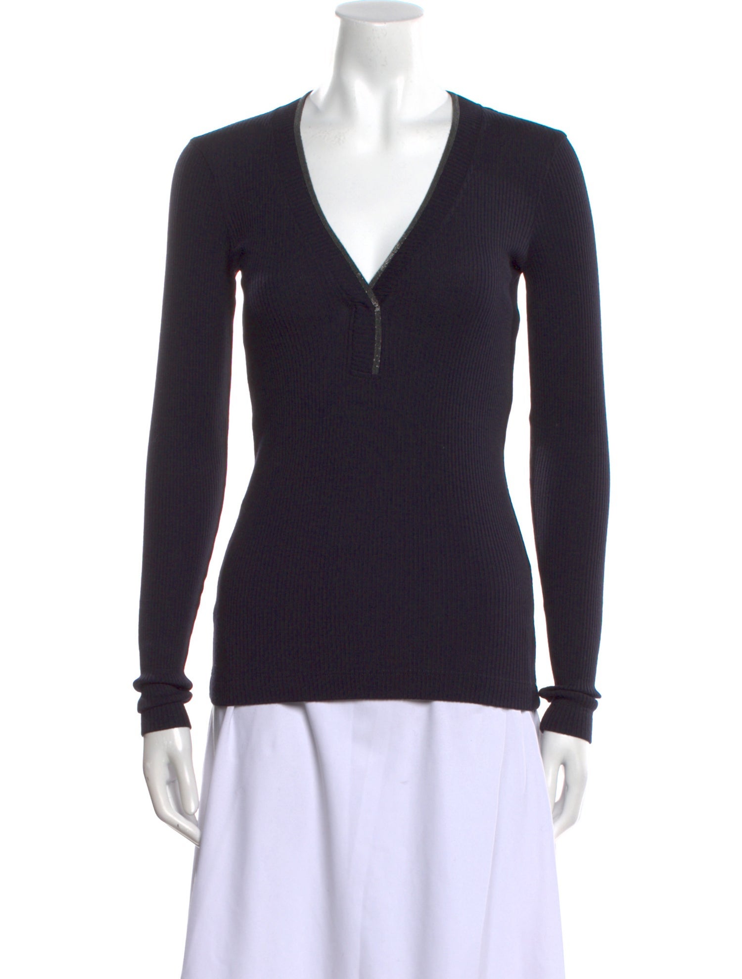 Brunello Cucinelli Wool V-Neck Top