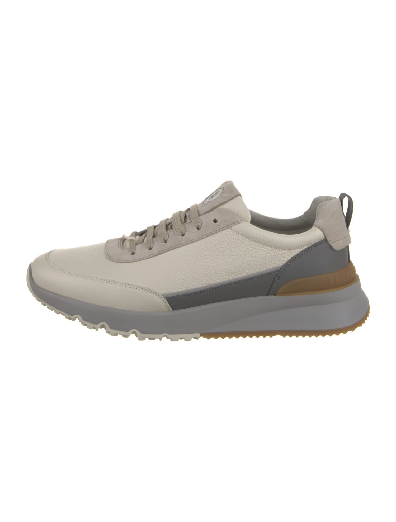 Brunello Cucinelli Leather Colorblock Pattern Sneakers