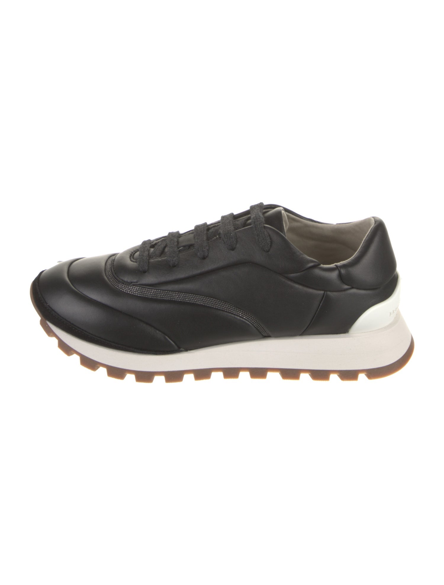 Brunello Cucinelli Leather Studded Accents Sneakers