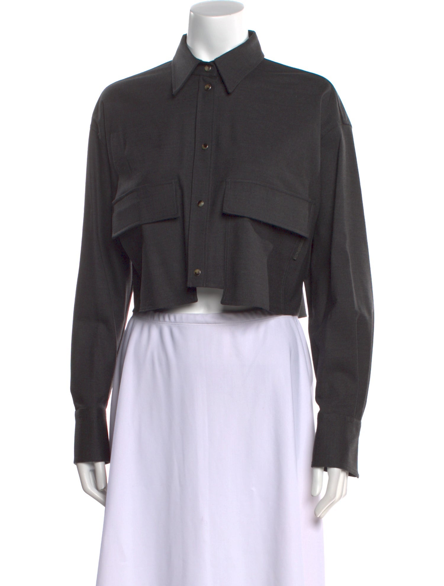 Brunello Cucinelli Virgin Wool Long Sleeve Crop Top