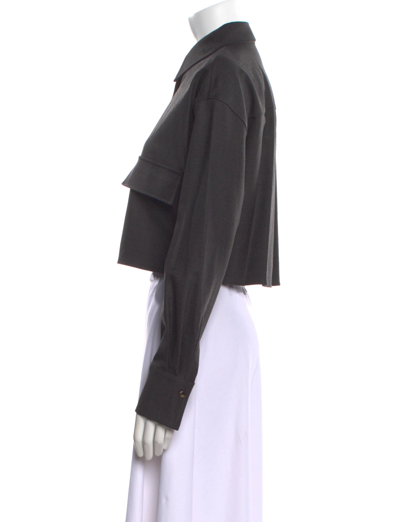 Brunello Cucinelli Virgin Wool Long Sleeve Crop Top