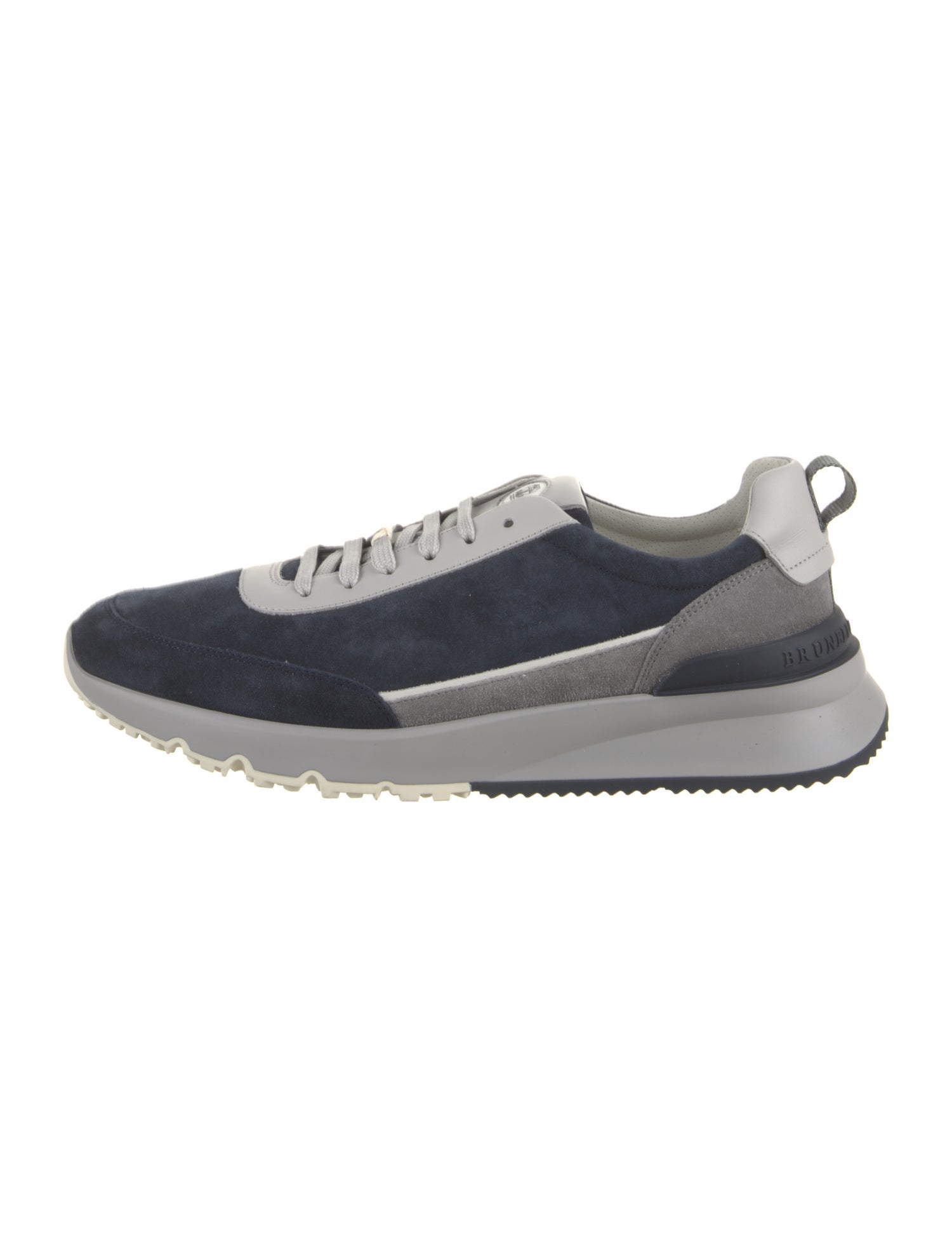 Brunello Cucinelli Suede Colorblock Pattern Sneakers