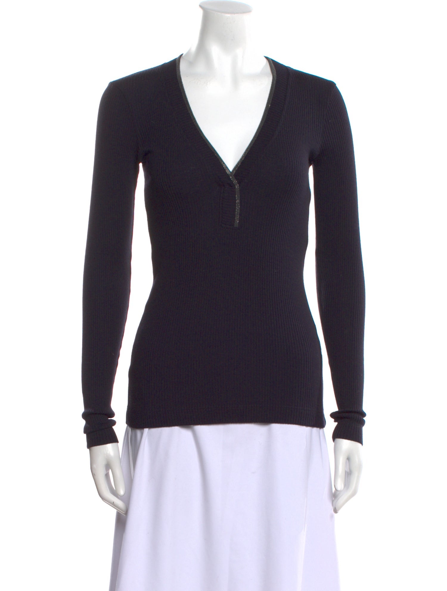 Brunello Cucinelli Wool V-Neck Top