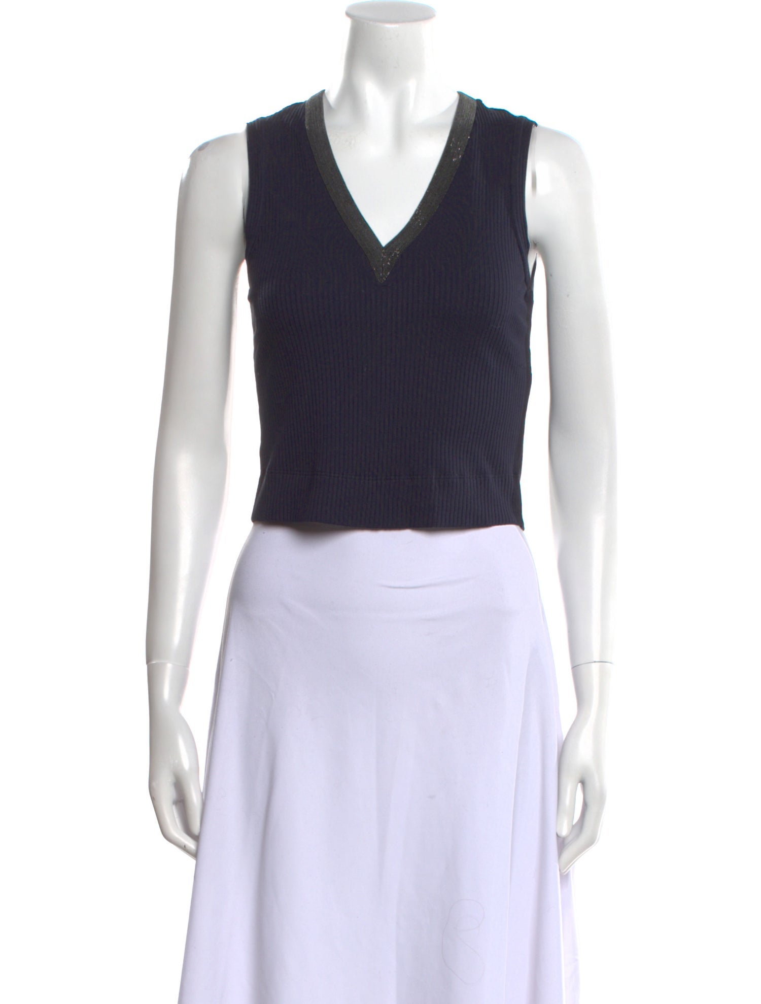 Brunello Cucinelli V-Neck Sleeveless Crop Top