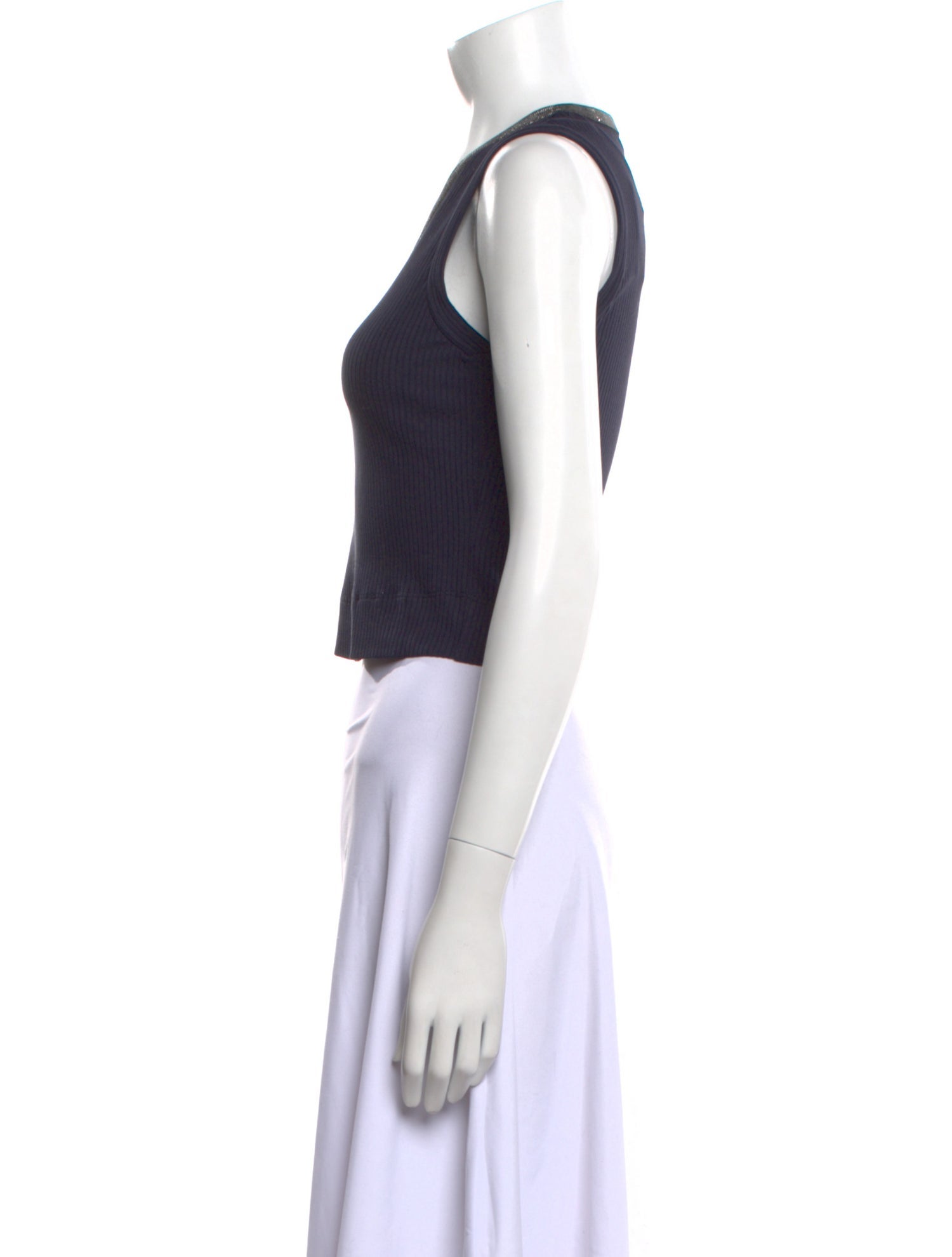 Brunello Cucinelli V-Neck Sleeveless Crop Top