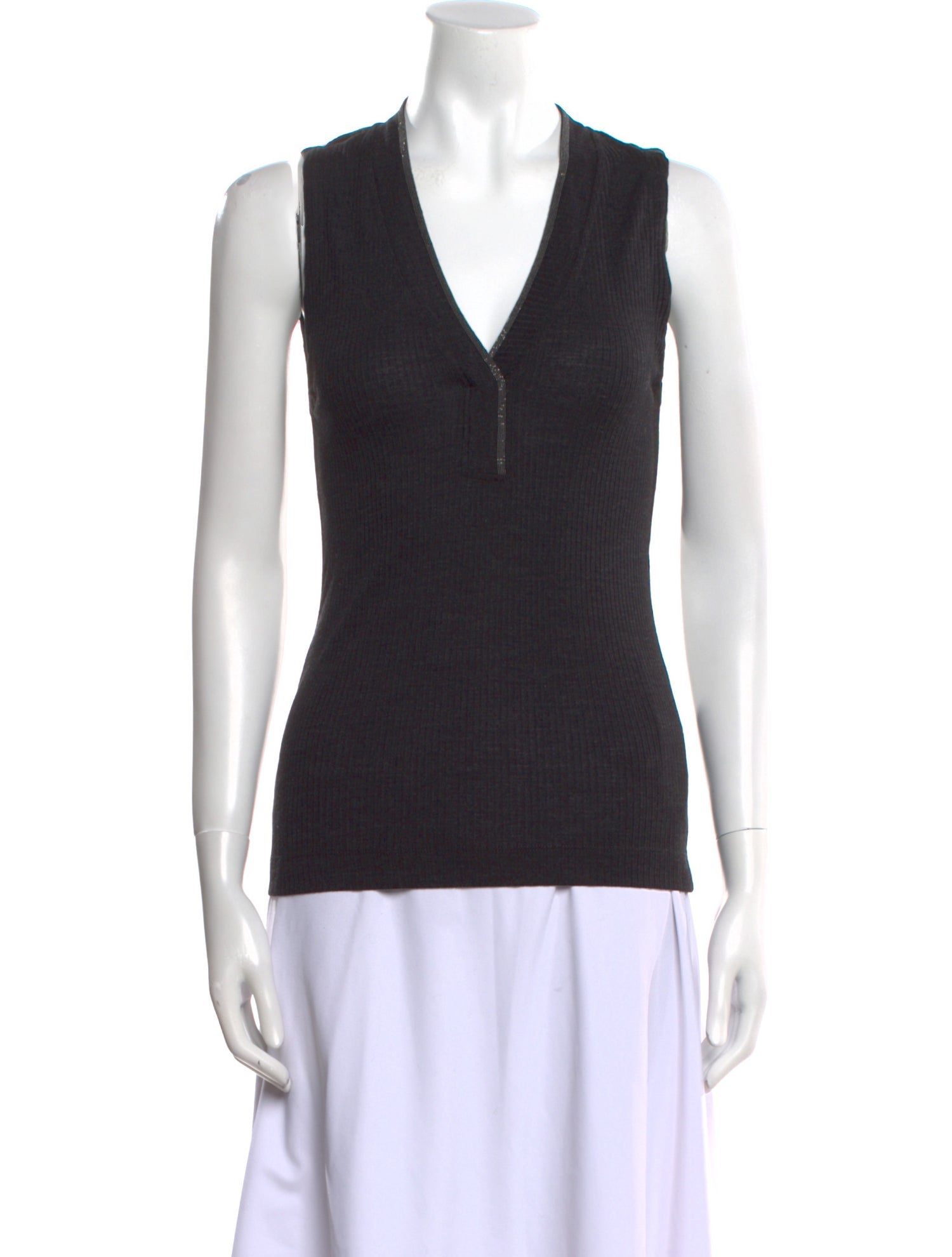 Brunello Cucinelli Wool V-Neck Top