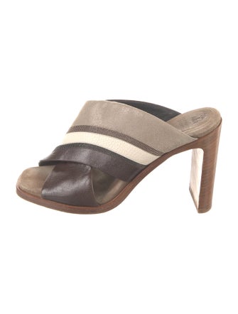 Brunello Cucinelli Monili Leather Slides