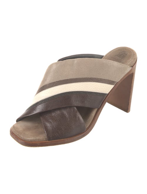 Brunello Cucinelli Monili Leather Slides