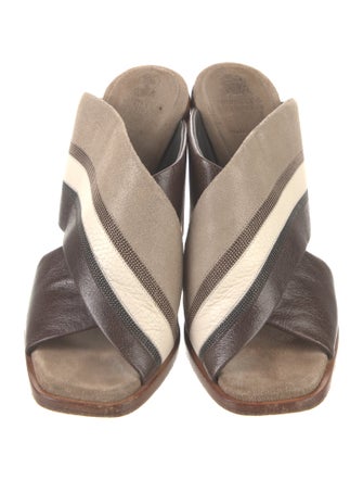 Brunello Cucinelli Monili Leather Slides