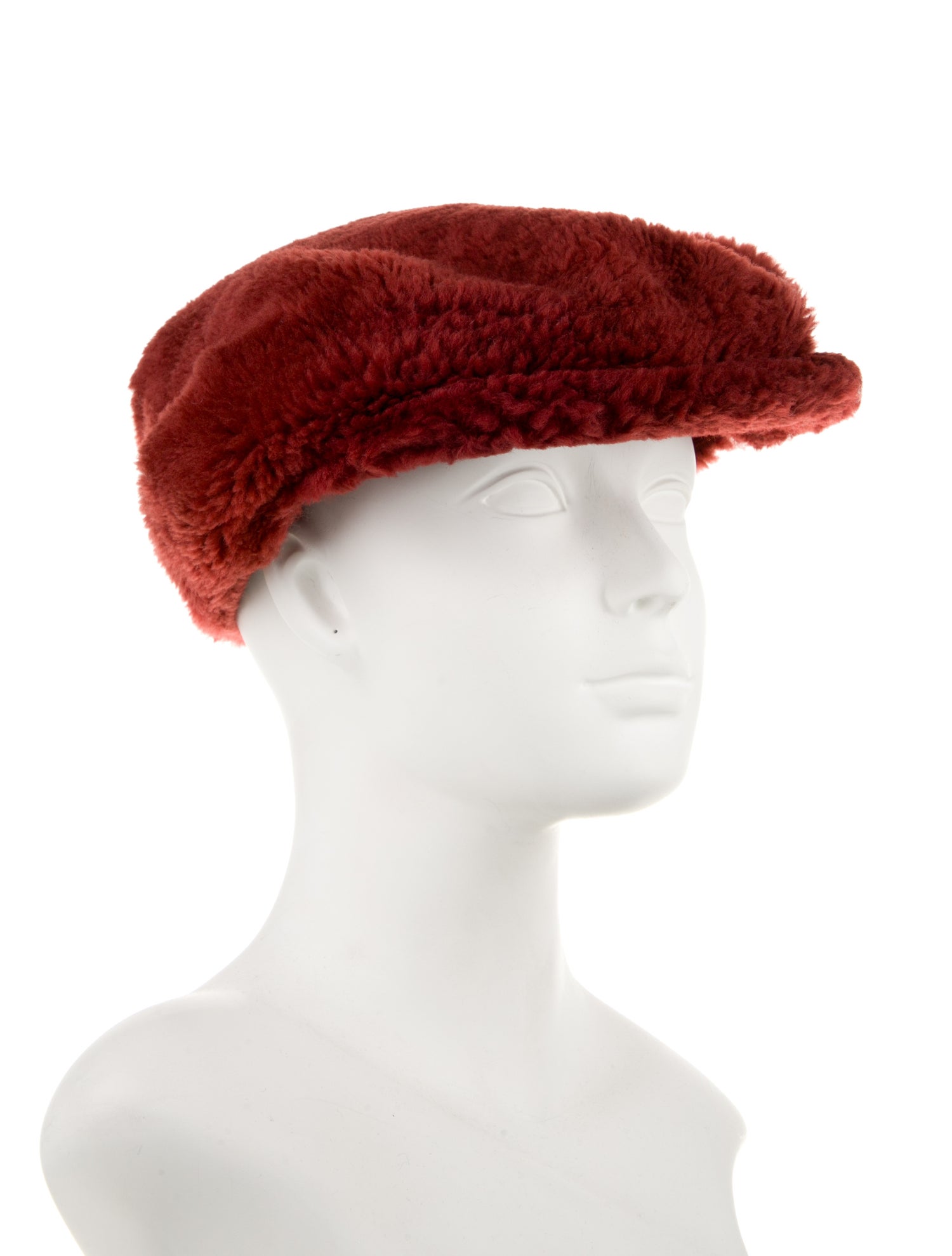 Brunello Cucinelli Leather Faux Fur Trimmed Beret
