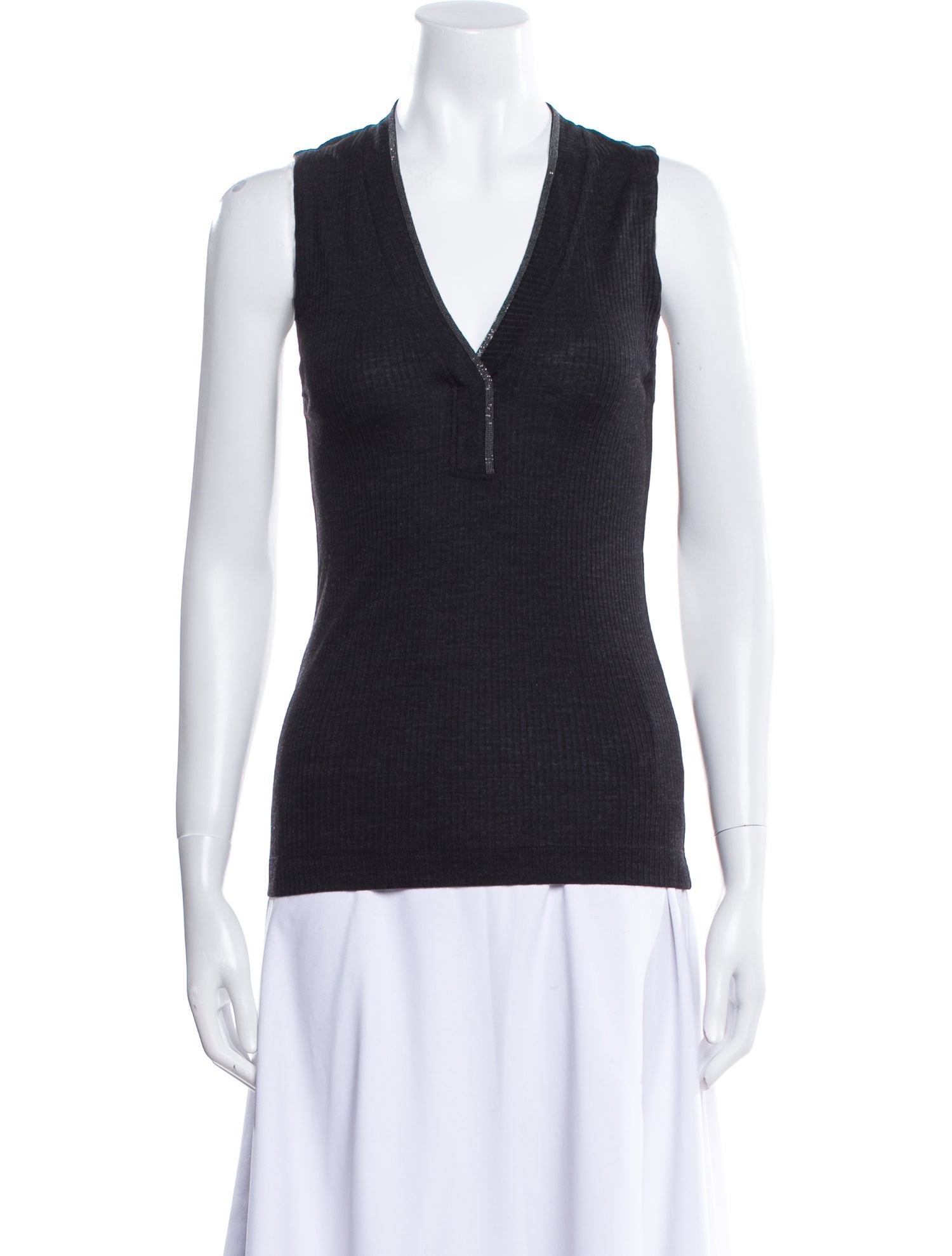 Brunello Cucinelli Wool V-Neck Top