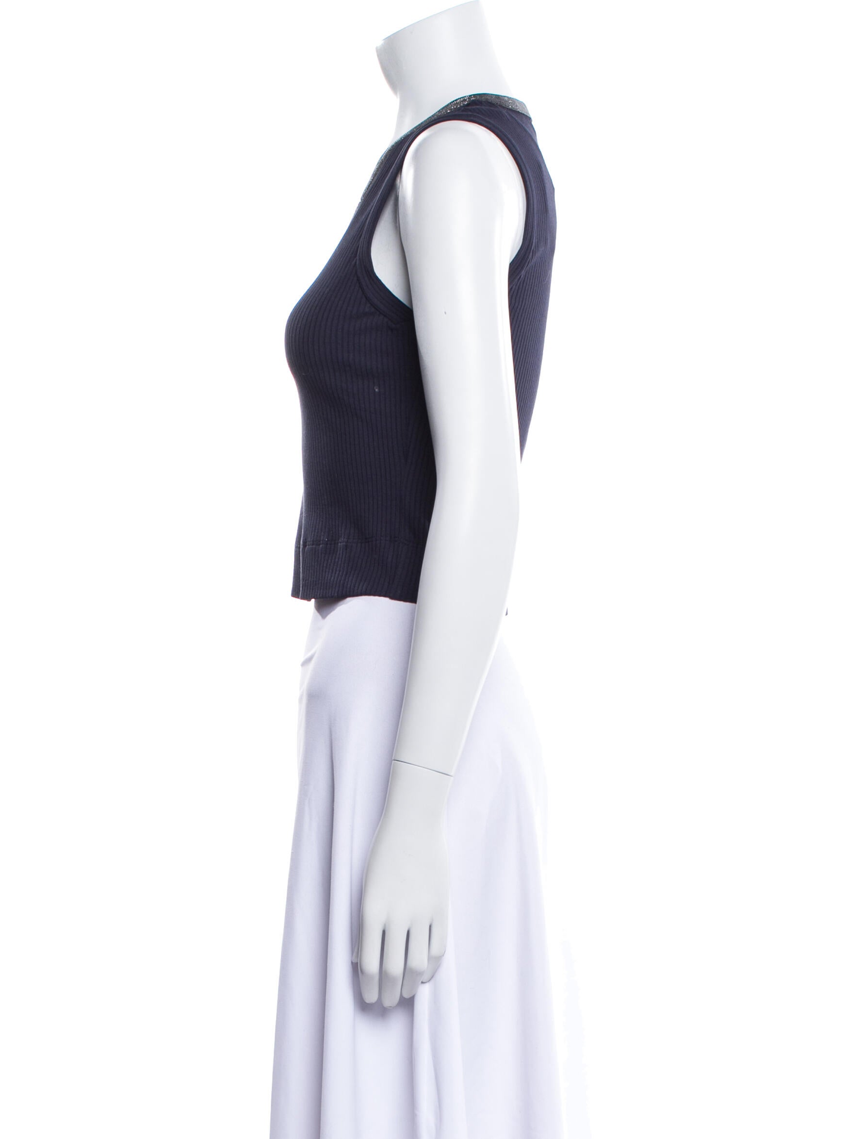 Brunello Cucinelli V-Neck Sleeveless Crop Top